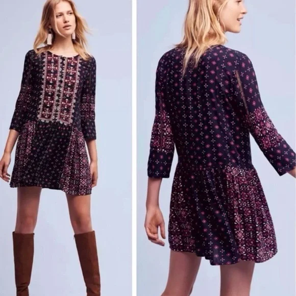 Anthropologie Navy and Red Mini Dress - Picture 2 of 9